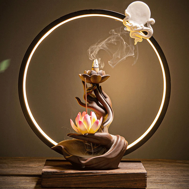 Home Fragrance Bergamot - Support de brûleur d'encens Lotus Reflux